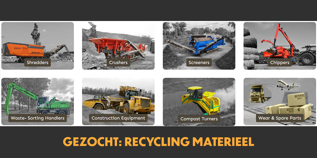 Findeq zoekt recycling materieel, brekers, shredders, crushers, chippers, zeefmachines, siebmaschinen, brekers, compost machines