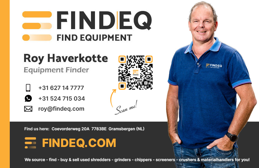 Roy Haverkotte, co-owner and founder of Findeq. Roy brings over 25 years of experience and a proven track record of success, in trading with used equipment, to the table. His passion and dedication for helping customers finding equipment is unmatched.As a key player at Findeq, Roy’s positive attitude and well-prepared approach are infectious, creating a trusting and successful atmosphere for his customers. Always willing to share his expertise and knowledge he likes talking to you about the market and used equipment while drinking a cup of coffee.Need a waste- scrap material handler or earthmoving machine? Roy`s your man. Connect with him on LinkedIn or send him a message.
